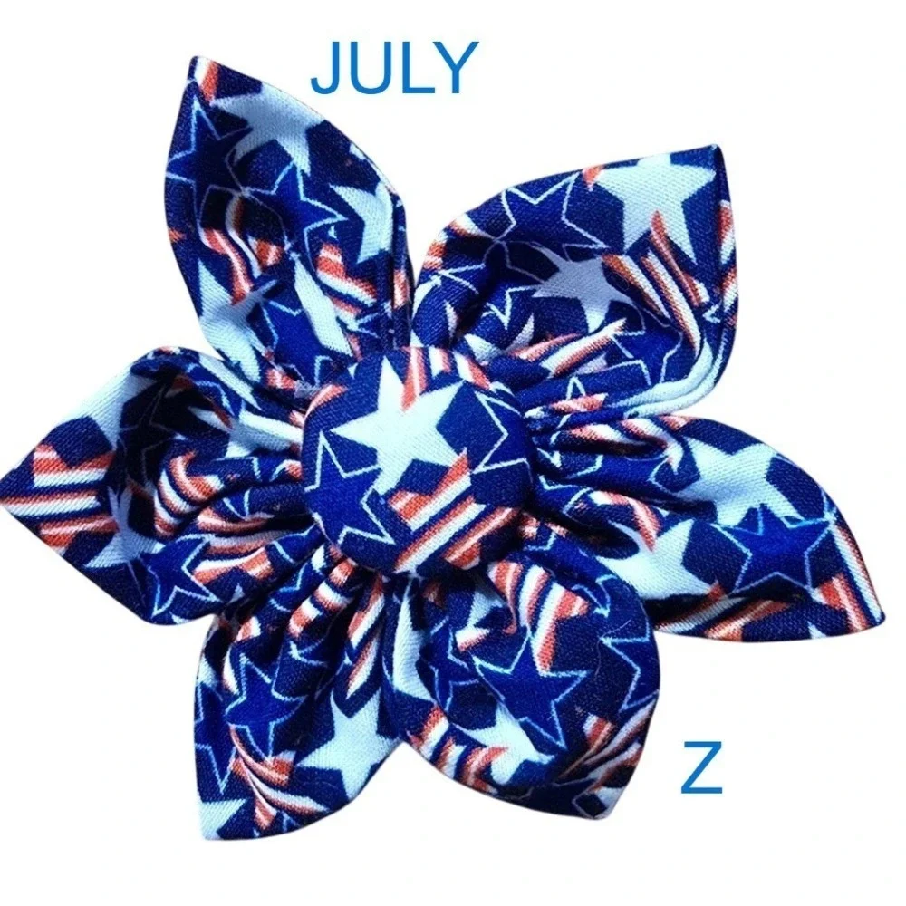 Independence 4th of‎ July America flag summer pet collar bow flower create a set